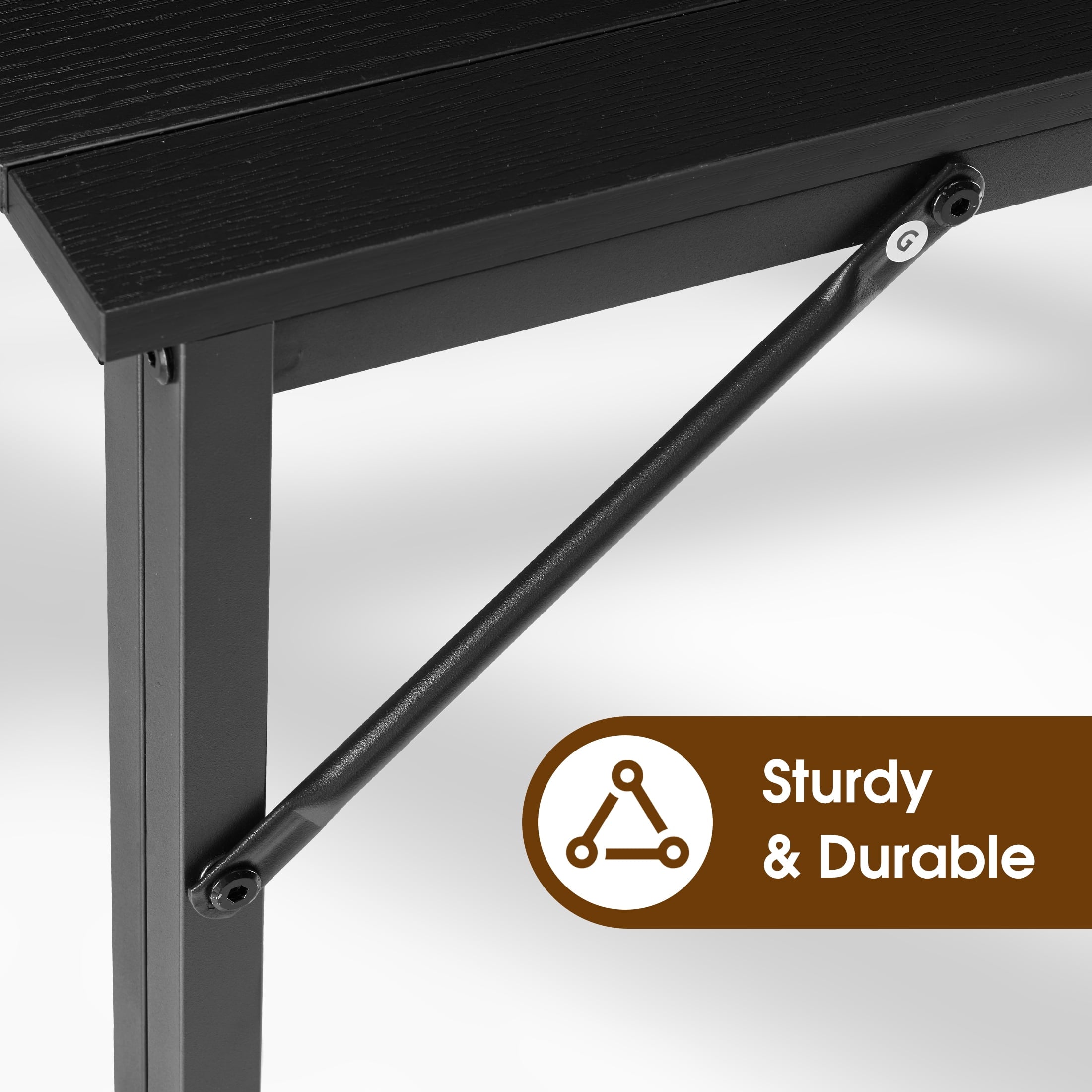 EDX Folding Computer Desk, 31.5 Inch Compact Foldable Writing Workstation for Small Spaces, Easy Assembly Space-Saving Home Office Table, Oak Finish,Black
