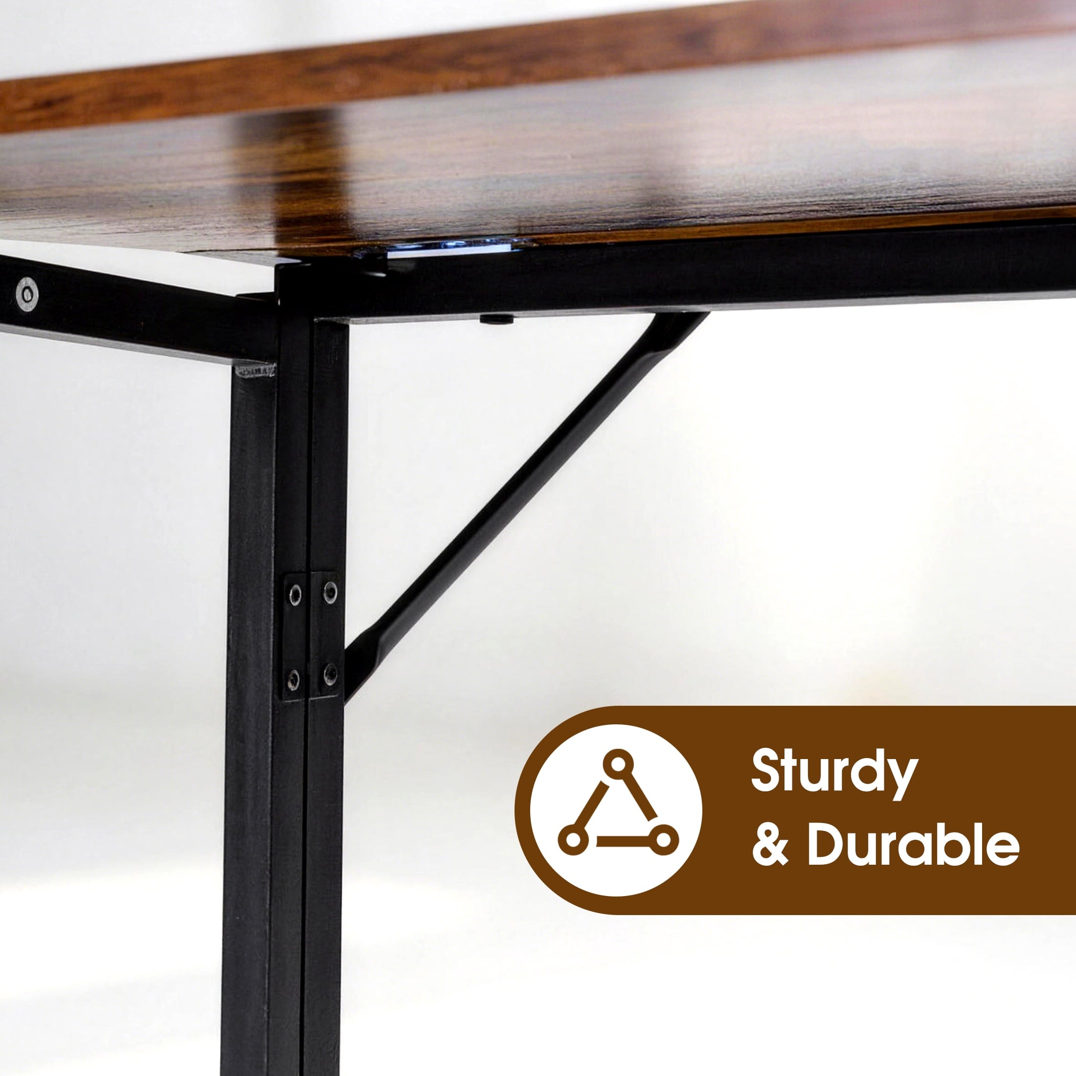 EDX Folding Computer Desk, 31.5 Inch Compact Foldable Writing Workstation for Small Spaces, Easy Assembly Space-Saving Home Office Table, Oak Finish,Black
