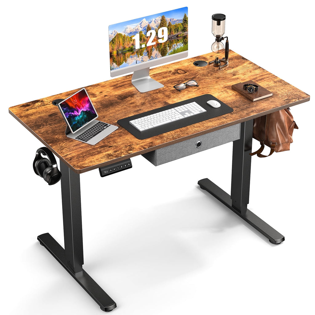 EDX Folding Computer Desk, 31.5 Inch Compact Foldable Writing Workstation for Small Spaces, Easy Assembly Space-Saving Home Office Table, Oak Finish,Black