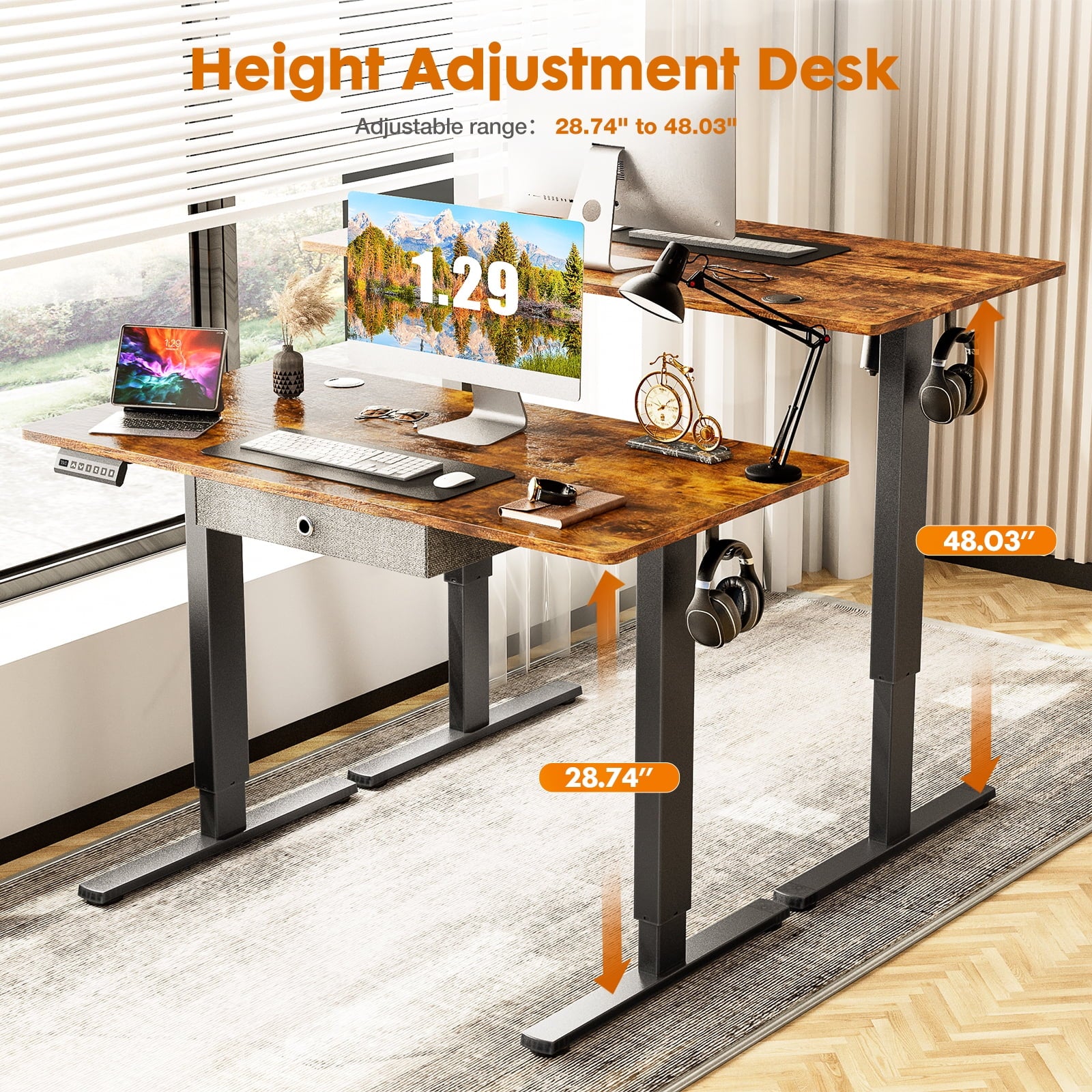 EDX Folding Computer Desk, 31.5 Inch Compact Foldable Writing Workstation for Small Spaces, Easy Assembly Space-Saving Home Office Table, Oak Finish,Black