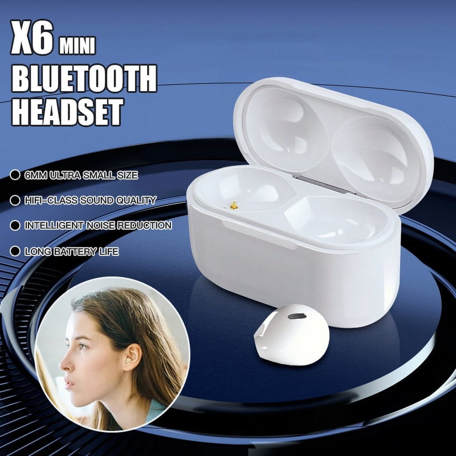 Tws Wireless Lnvisible Bluetooth Headphones Mini Semi-in-ear Earbuds X6 Noise Reduction Sports Headset - Earphones &amp;amp; Headphones