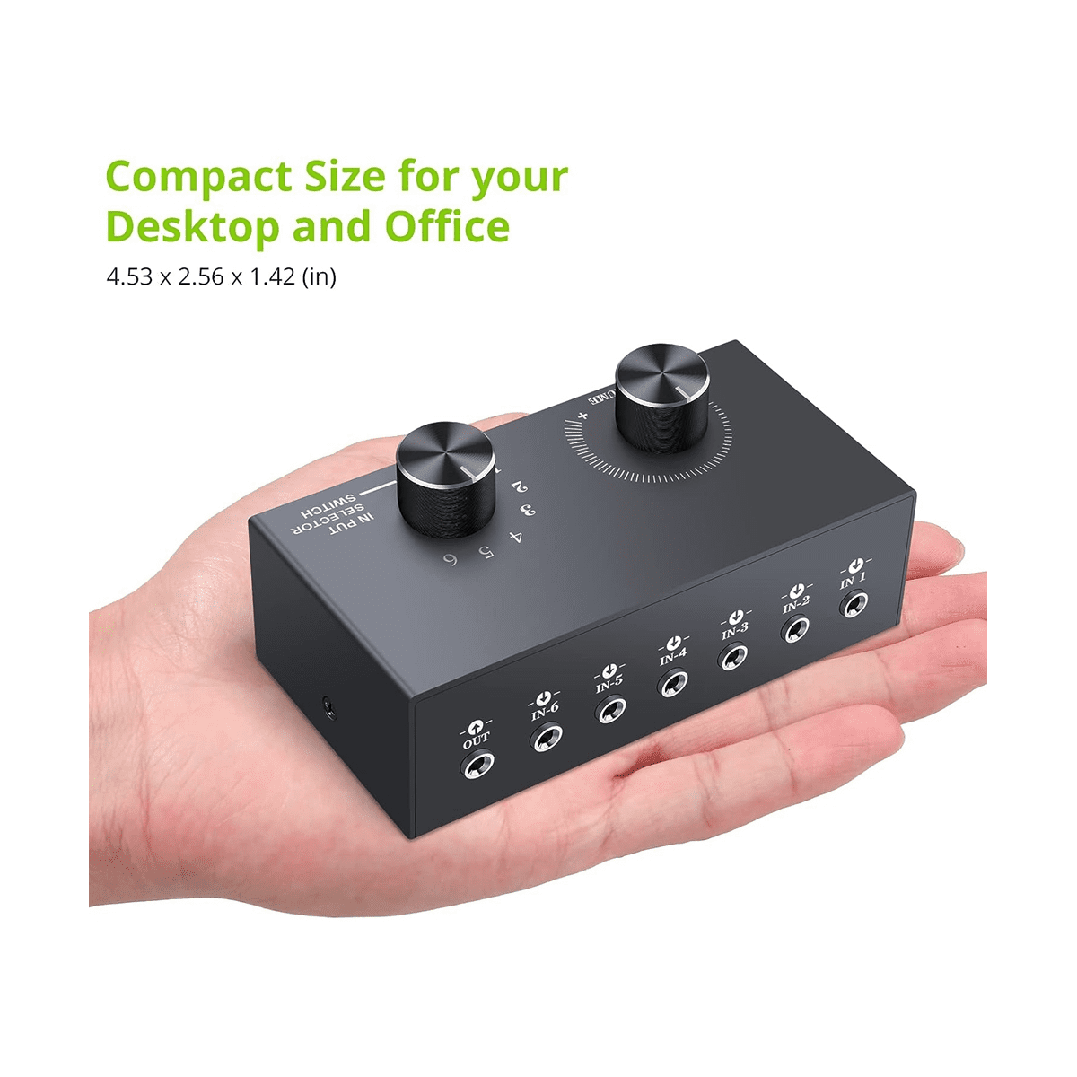 6 Ports 3.5mm Audio Switch Bidirectional 3.5mm Audio Switcher Support 1 in 6 Out or 6 in 1 Out,for PC Phone Headphone