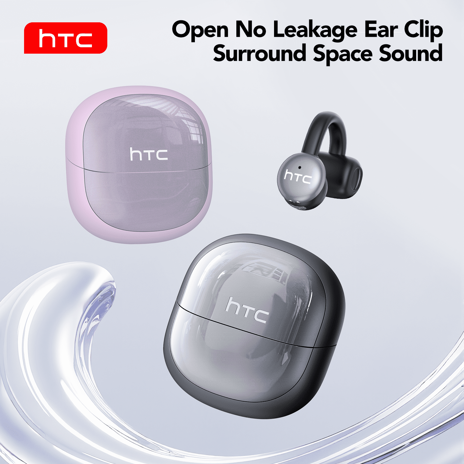 Clip-on Earbuds, NE15 AI Real-Time Translation Wireless, Open Ear Bluetooth 6.0, 130+ Languages, IPX5 Waterproof for Travel/Gym,Type-C Fast Charge, Purple