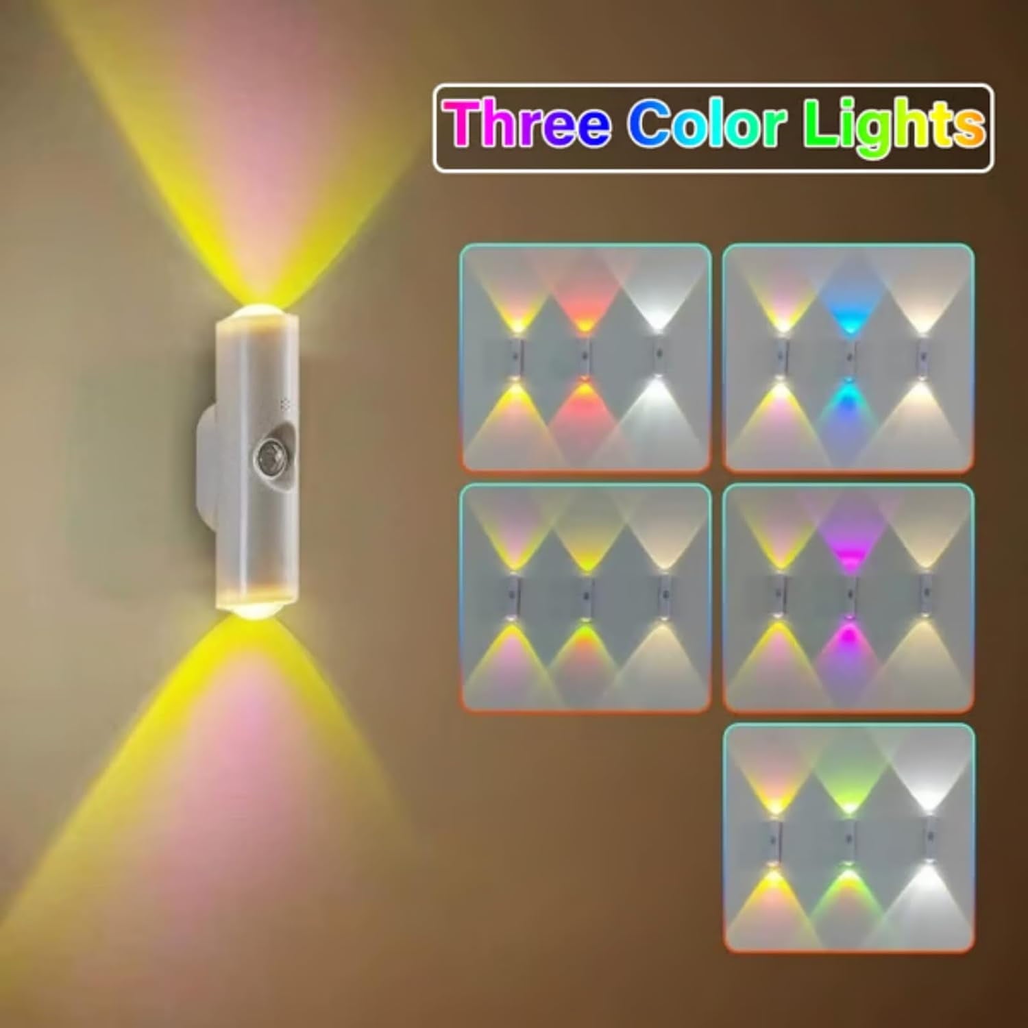 Rechargeable Smart LED Motion Sensor Ambient Light, Rechargeable Dynamic RGB LED Wall Lamp, Magnetic Mount, Punch-Free Color Changing Motion Sensor Light for Stairs, Wardrobe, Cabinet