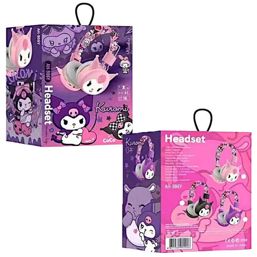 Fashionable Cartoon Purple Kuromi Wireless Connecting Over-Ear Headphones, Stereo Music Noise-Canceling Gaming Headphones