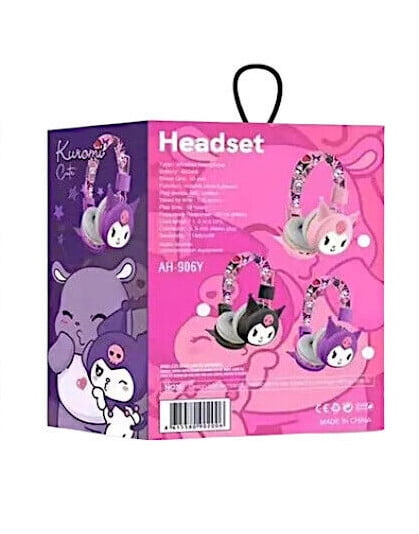 Fashionable Cartoon Purple Kuromi Wireless Connecting Over-Ear Headphones, Stereo Music Noise-Canceling Gaming Headphones