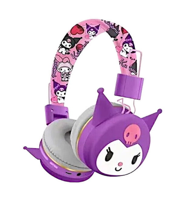Fashionable Cartoon Purple Kuromi Wireless Connecting Over-Ear Headphones, Stereo Music Noise-Canceling Gaming Headphones