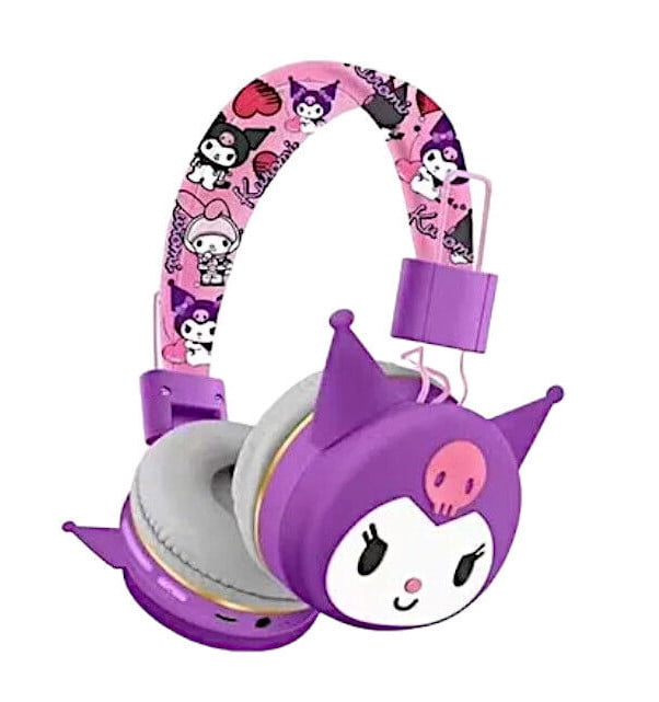 Fashionable Cartoon Purple Kuromi Wireless Connecting Over-Ear Headphones, Stereo Music Noise-Canceling Gaming Headphones