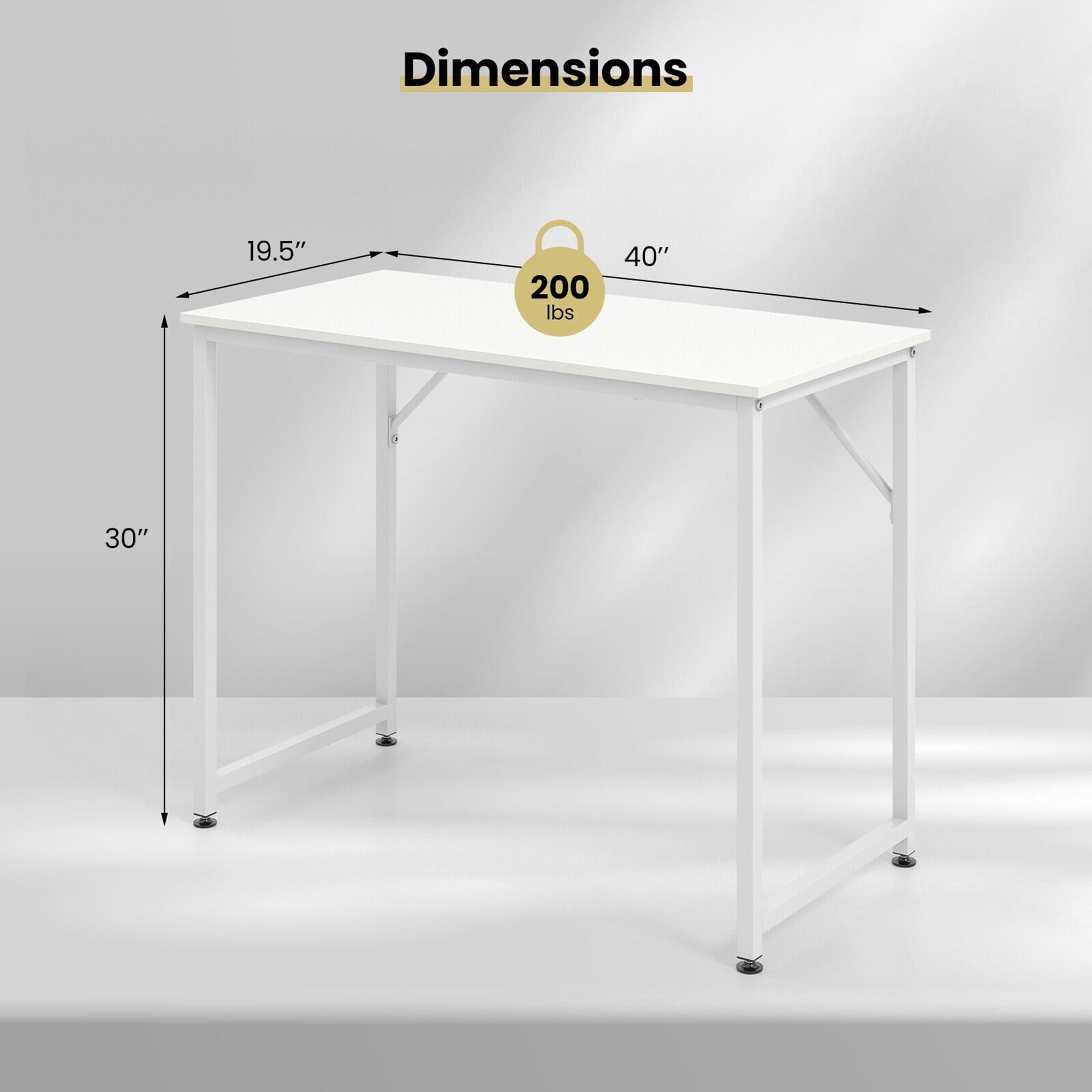 Gymax 1PC Home Office PC Table Rectangular Meeting Room Table 40''x19.5'' w/ Metal Frame