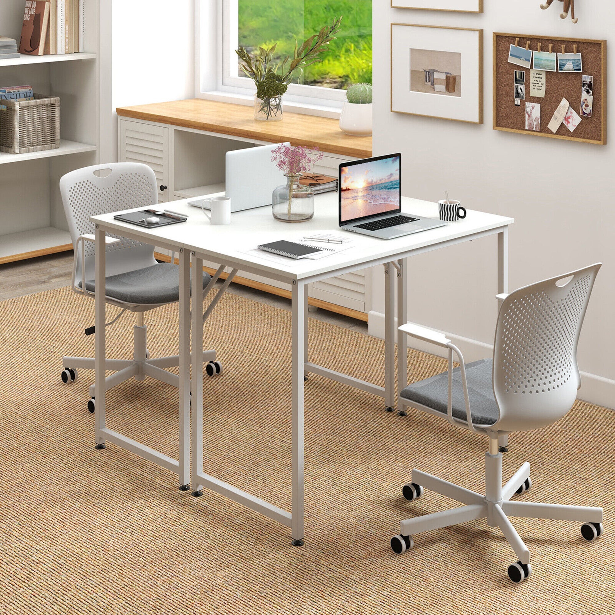 Gymax 1PC Home Office PC Table Rectangular Meeting Room Table 40''x19.5'' w/ Metal Frame