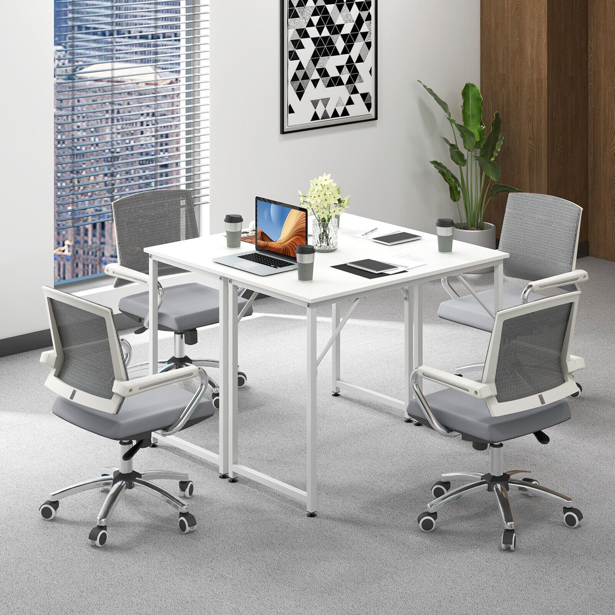 Gymax 1PC Home Office PC Table Rectangular Meeting Room Table 40''x19.5'' w/ Metal Frame