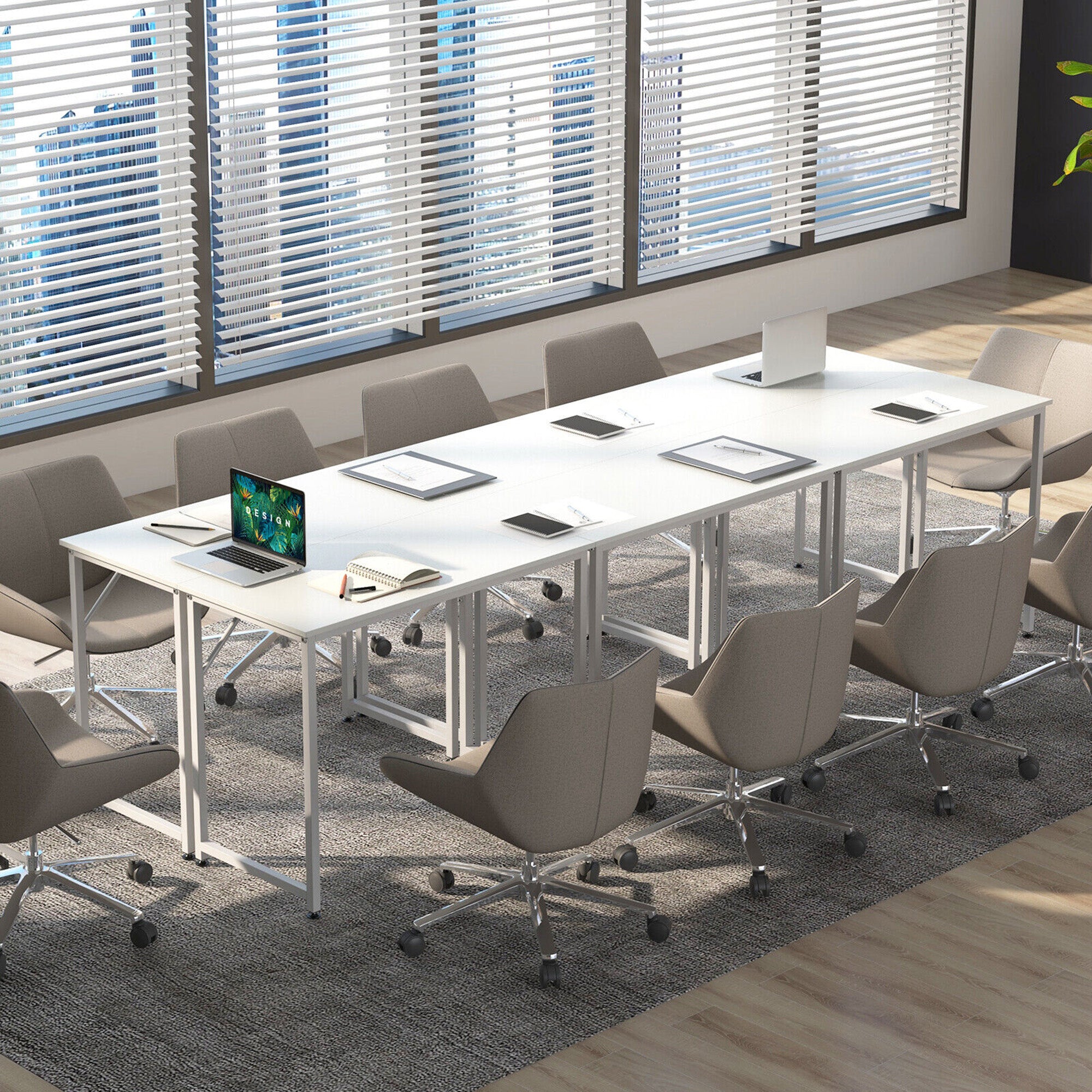 Gymax 1PC Home Office PC Table Rectangular Meeting Room Table 40''x19.5'' w/ Metal Frame
