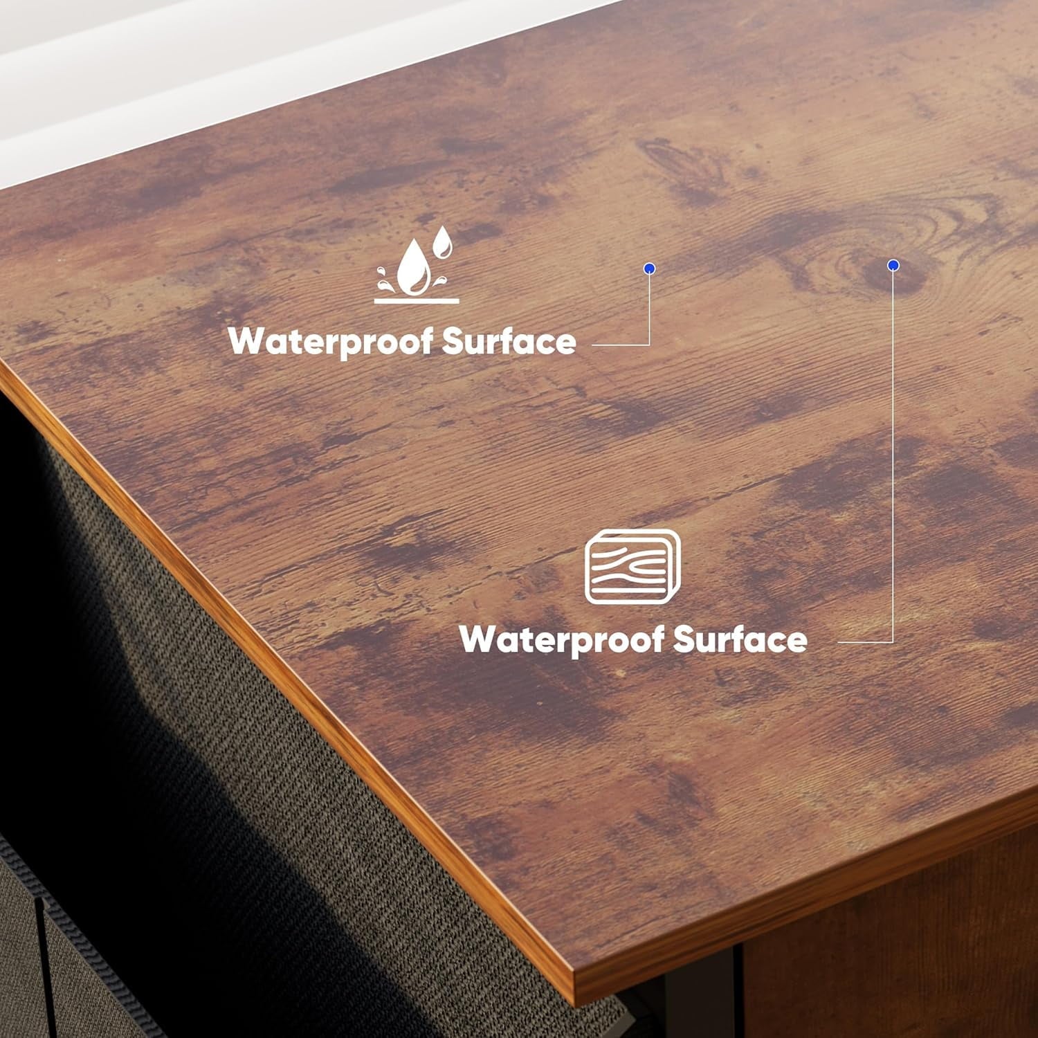 Bigleap 32 Inch Computer Desk with 2 Fabric Drawers, Modern Minimalist Writing Desk for Home Office, Bedroom, Study, Brown