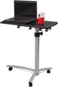 FCH 25.2 Inch Rolling Adjustable Multifunctional Lifting Computer Desk, Tilting Desktop, Sit Stand Laptop Desk TV Tray for Bed Sofa Hospital Reading Eating, Black