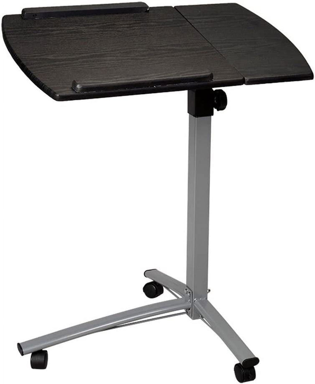 FCH 25.2 Inch Rolling Adjustable Multifunctional Lifting Computer Desk, Tilting Desktop, Sit Stand Laptop Desk TV Tray for Bed Sofa Hospital Reading Eating, Black