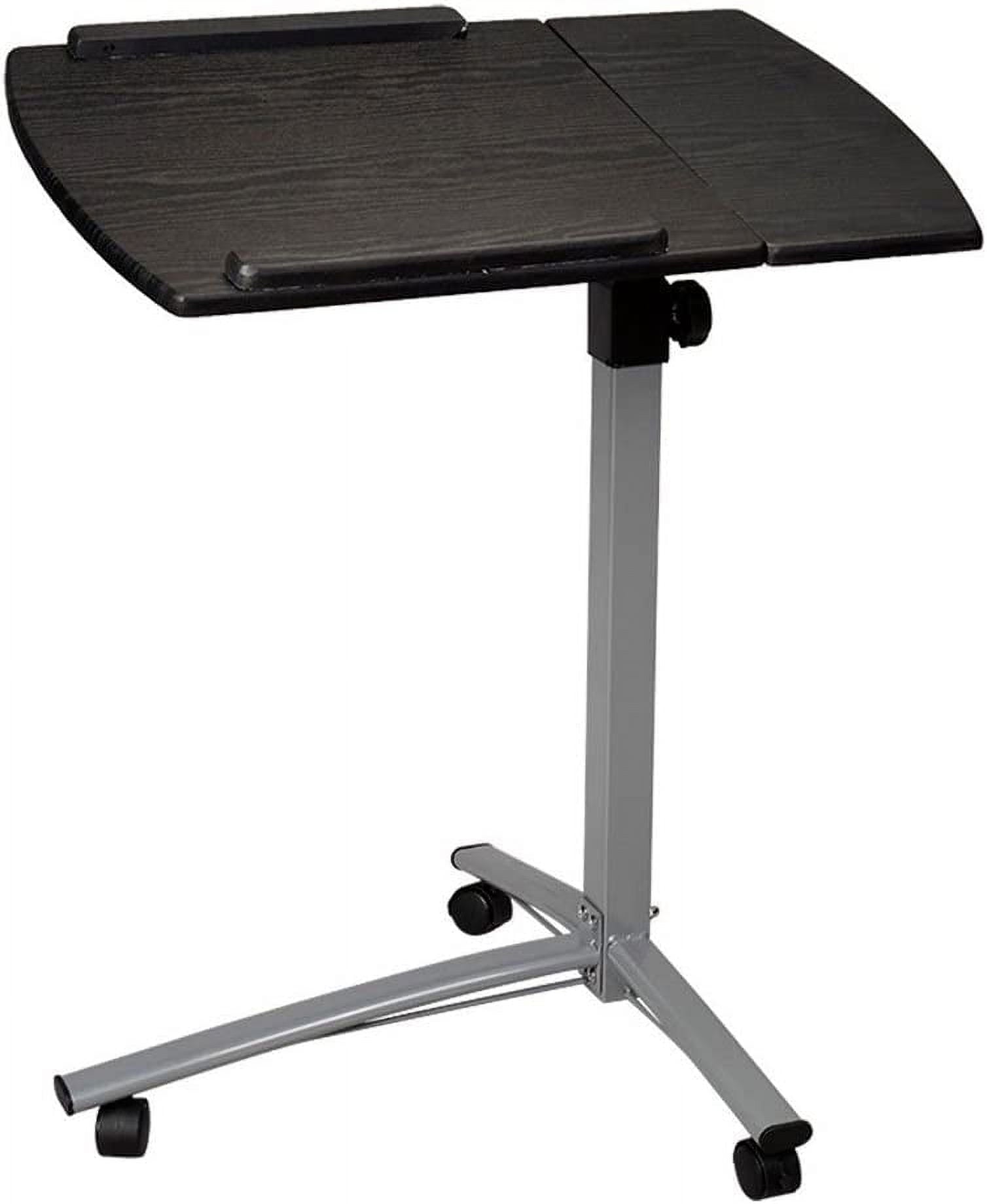 FCH 25.2 Inch Rolling Adjustable Multifunctional Lifting Computer Desk, Tilting Desktop, Sit Stand Laptop Desk TV Tray for Bed Sofa Hospital Reading Eating, Black