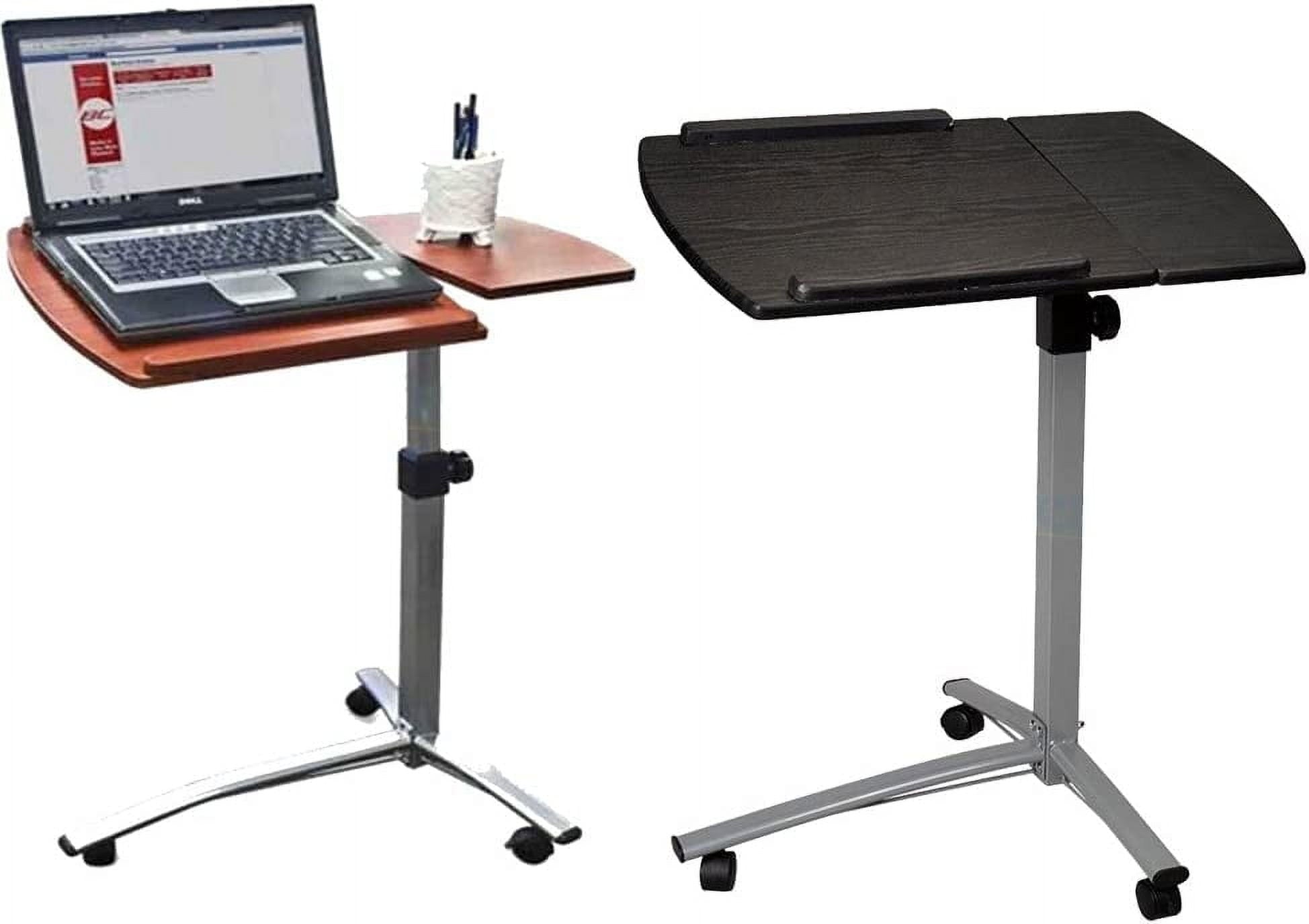 FCH 25.2 Inch Rolling Adjustable Multifunctional Lifting Computer Desk, Tilting Desktop, Sit Stand Laptop Desk TV Tray for Bed Sofa Hospital Reading Eating, Black