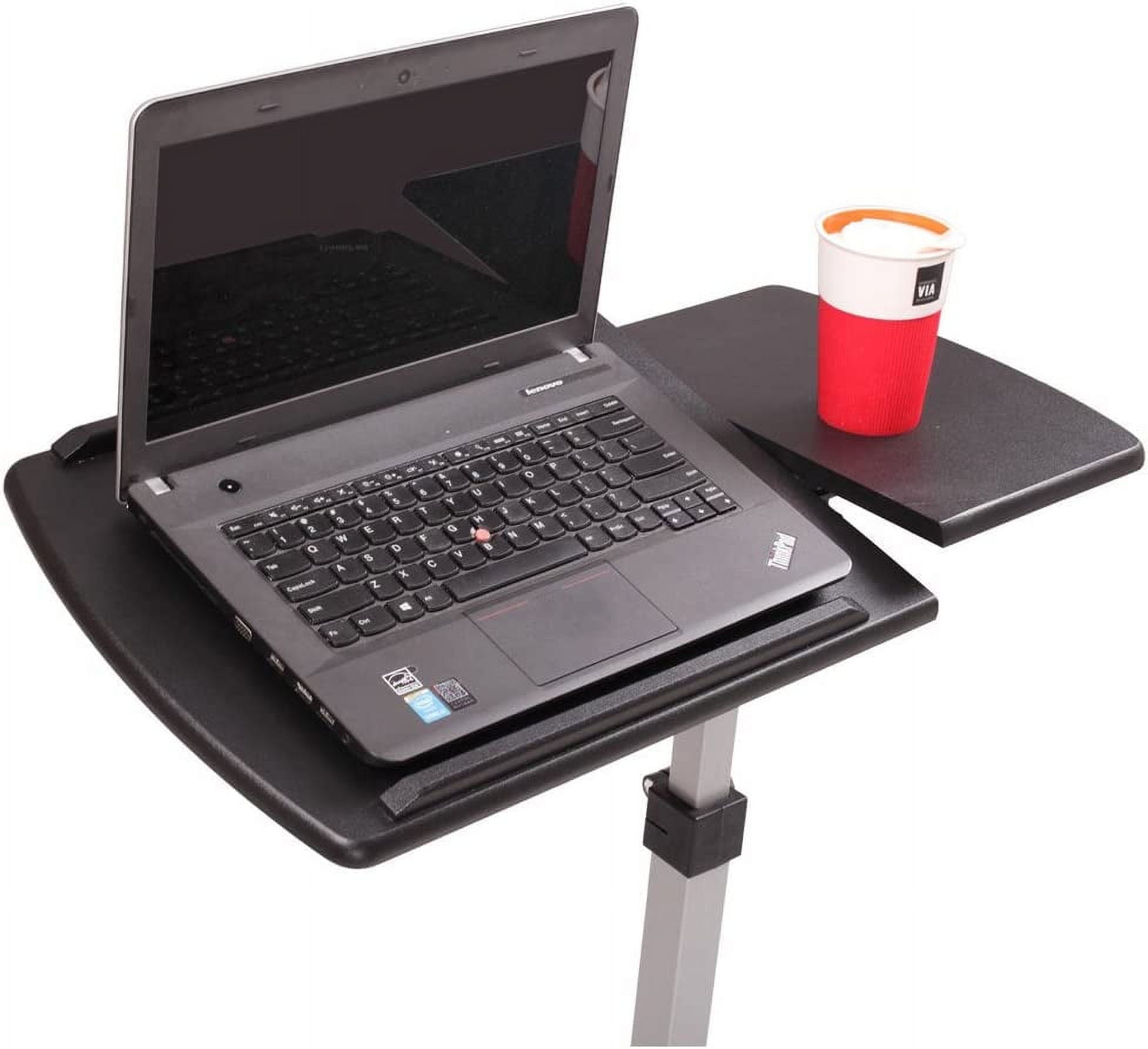 FCH 25.2 Inch Rolling Adjustable Multifunctional Lifting Computer Desk, Tilting Desktop, Sit Stand Laptop Desk TV Tray for Bed Sofa Hospital Reading Eating, Black