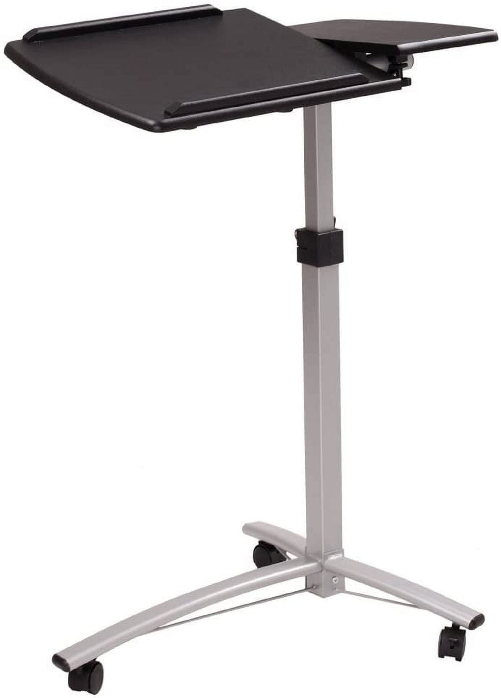 FCH 25.2 Inch Rolling Adjustable Multifunctional Lifting Computer Desk, Tilting Desktop, Sit Stand Laptop Desk TV Tray for Bed Sofa Hospital Reading Eating, Black