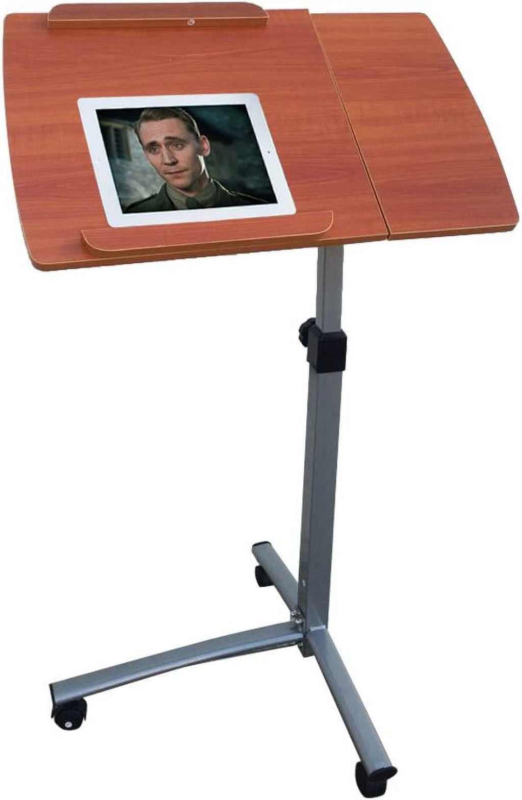 FCH 25.2 Inch Rolling Adjustable Multifunctional Lifting Computer Desk, Tilting Desktop, Sit Stand Laptop Desk TV Tray for Bed Sofa Hospital Reading Eating, Black