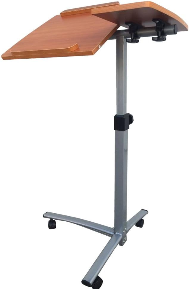 FCH 25.2 Inch Rolling Adjustable Multifunctional Lifting Computer Desk, Tilting Desktop, Sit Stand Laptop Desk TV Tray for Bed Sofa Hospital Reading Eating, Black