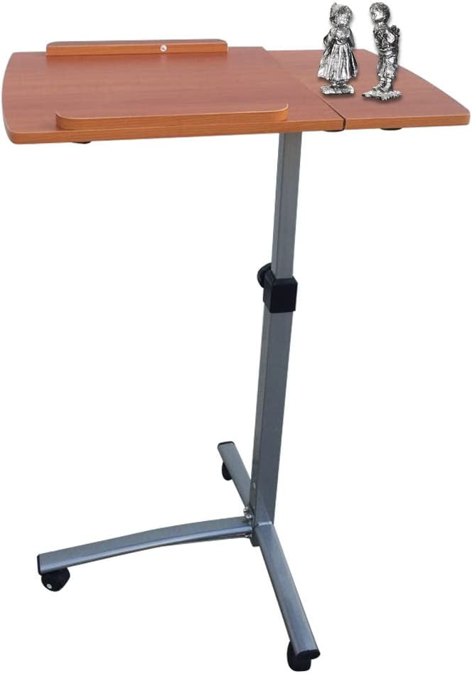 FCH 25.2 Inch Rolling Adjustable Multifunctional Lifting Computer Desk, Tilting Desktop, Sit Stand Laptop Desk TV Tray for Bed Sofa Hospital Reading Eating, Black