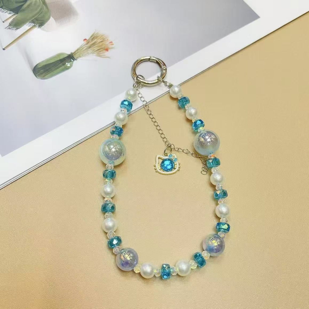 Beaded Pearl Phone Charms For iphone/Samsung Cellphone Bracelet Strap Mobile Pendant Keychain Lanyard Jewellery Accessory