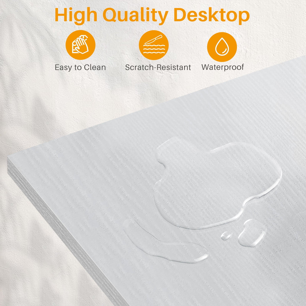 L Shaped Gaming Desk, 50 Inch Reversible Corner PC Work Table for Writing Study, Wood Tabletop and Metal Frame, CPU Stand Side Bag for Home Office Small Space, White