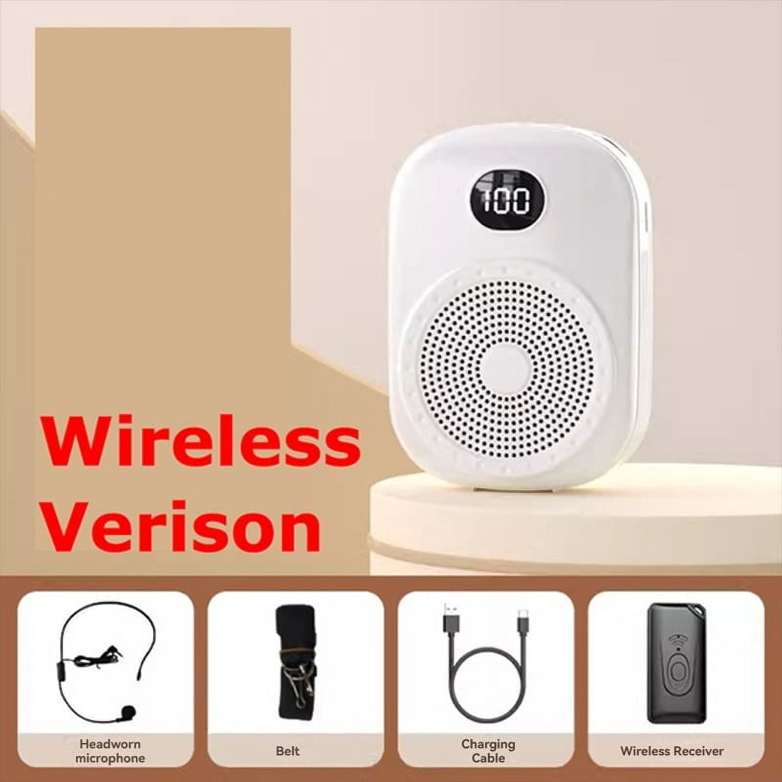 Wireless Voice Amplifier Multifunctional Portable Personal Voice Speaker with Microphone Display for Teachers Speech A