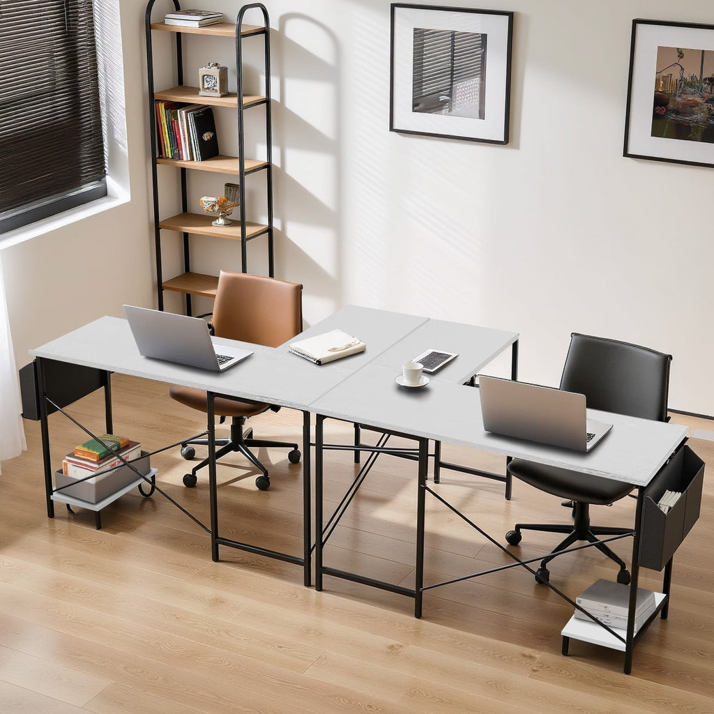 TINKLE WELL 50-inch L-Shaped Computer Desks, Corner Gaming Table with Wooden Desktop, Reversible Design, CPU Stand and Side Bag for Home Office, Study, Black