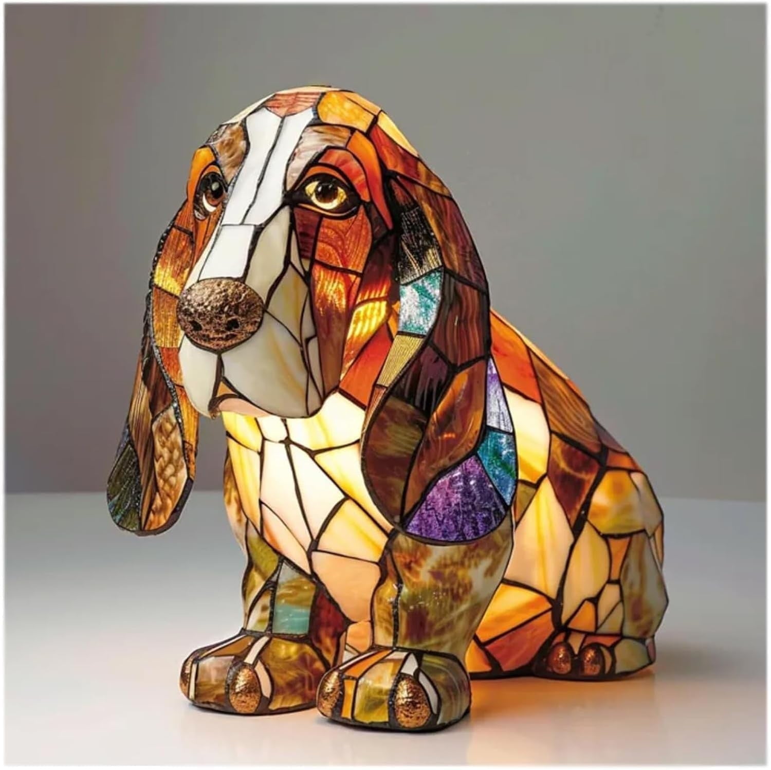 3D Animal Table Lamp, Retro Stained Animal Night Light Lamp, Cute Resin Animal Lamps for Living Room, Bedroom