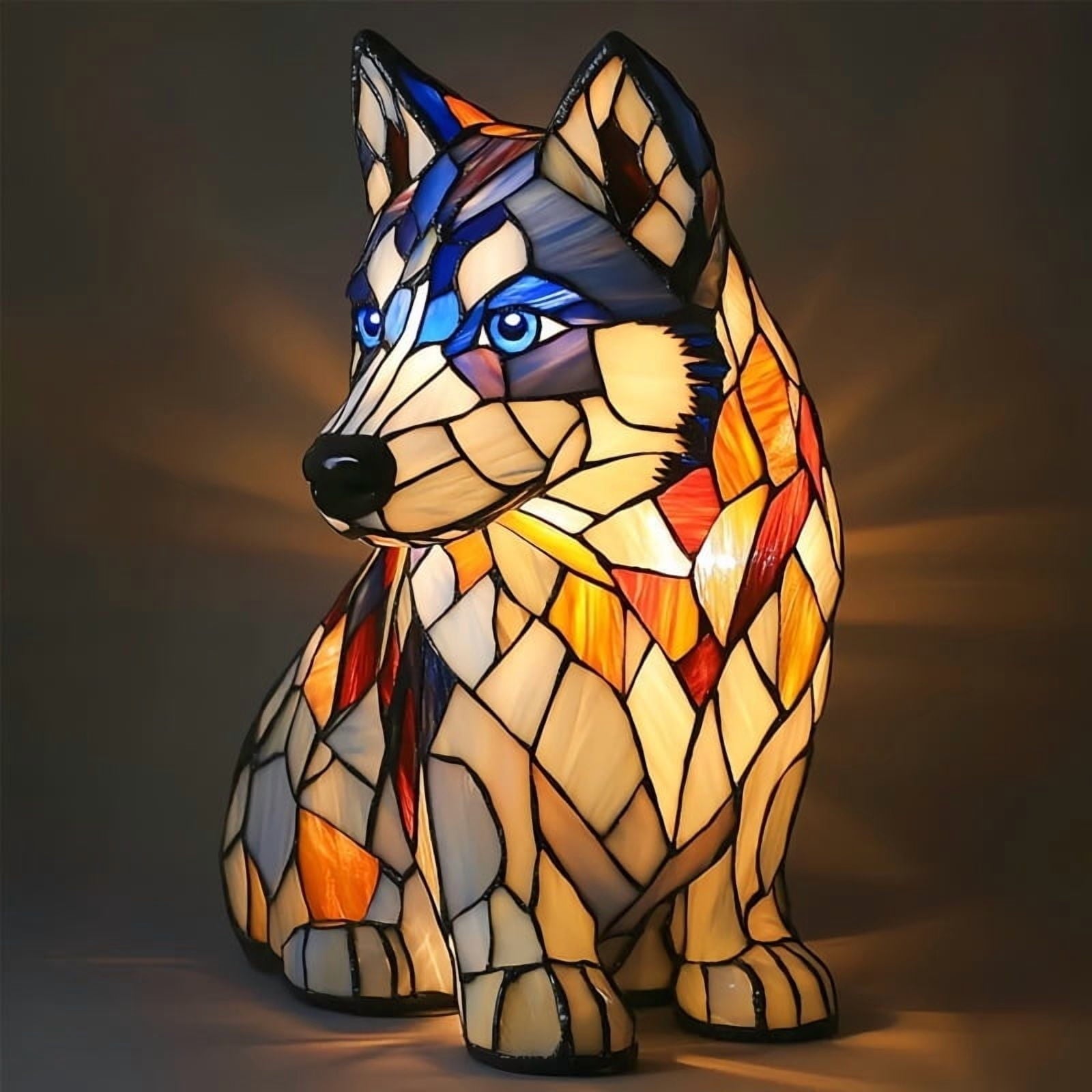 3D Animal Table Lamp, Retro Stained Animal Night Light Lamp, Cute Resin Animal Lamps for Living Room, Bedroom