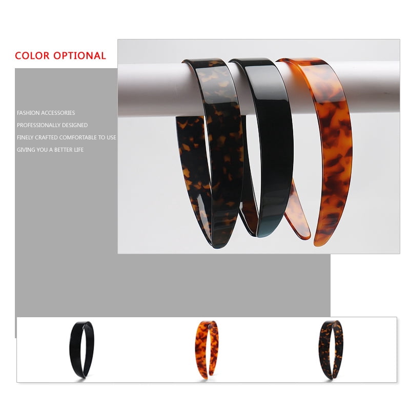 Thick Tortoise Shell Headband with Teeth for Women, 1.5in Wide, Acetate, No Slip, Retro Plastic Hair Accessory