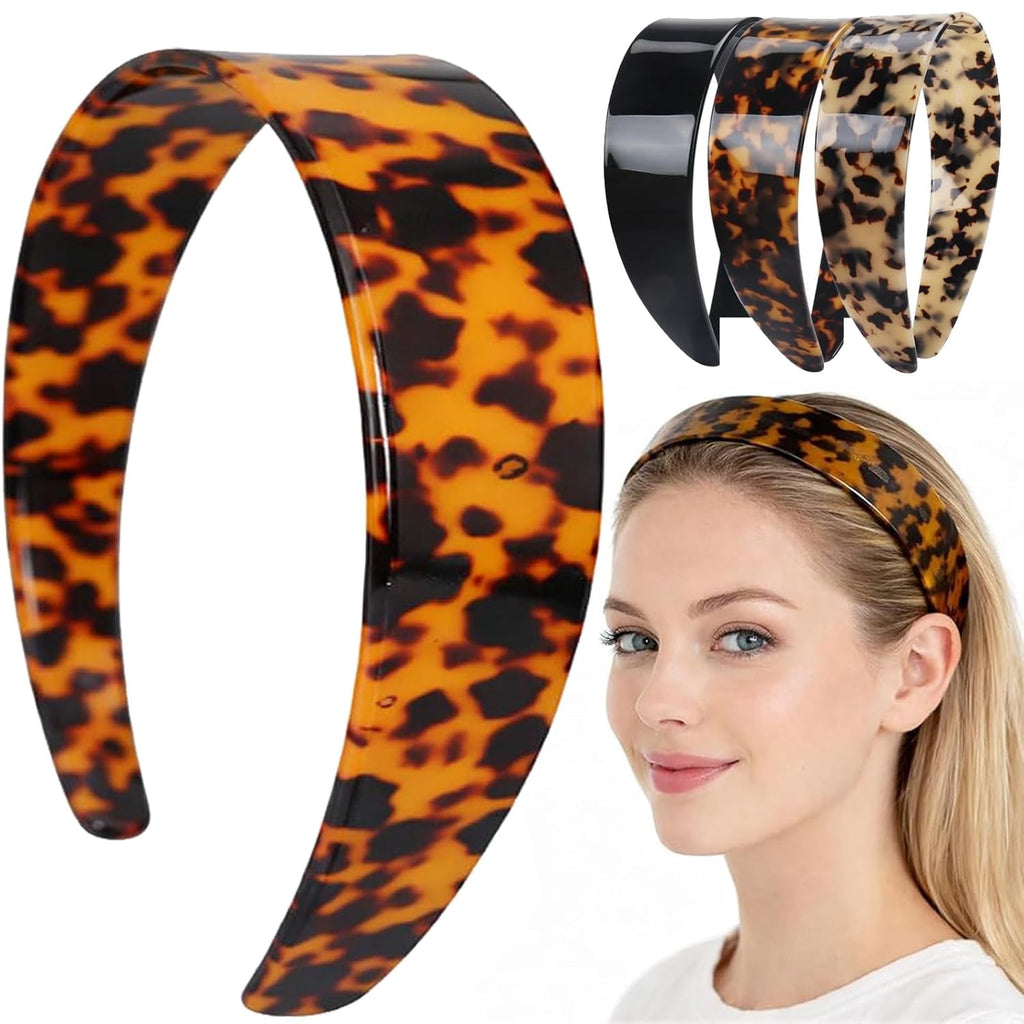Thick Tortoise Shell Headband with Teeth for Women, 1.5in Wide, Acetate, No Slip, Retro Plastic Hair Accessory