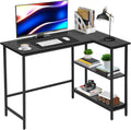Dkelincs 39 inch L-Shaped Computer Gaming Desk Corner Desk with Reversible Storage Shelves for Home Office, Black