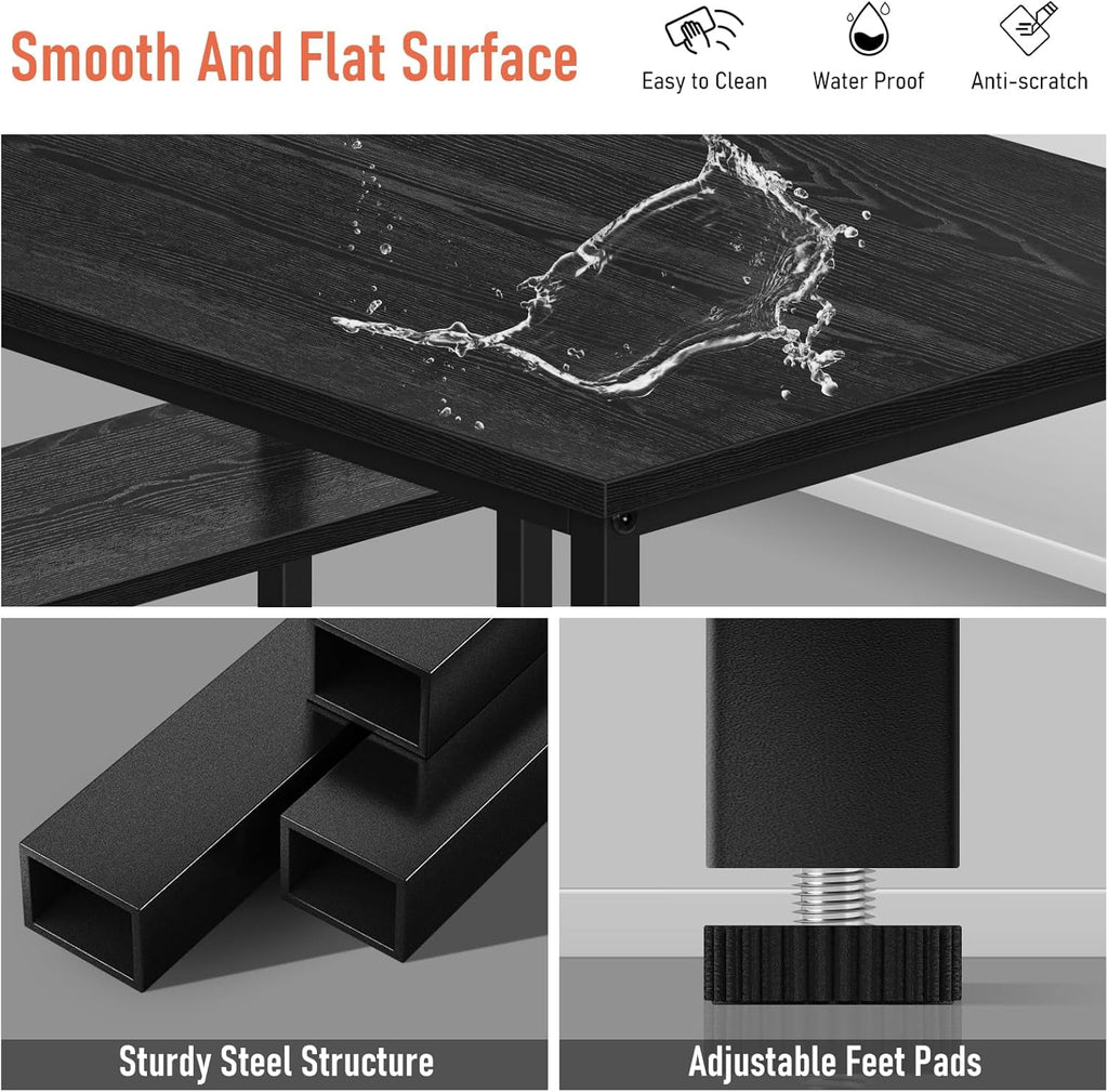 Dkelincs 39 inch L-Shaped Computer Gaming Desk Corner Desk with Reversible Storage Shelves for Home Office, Black
