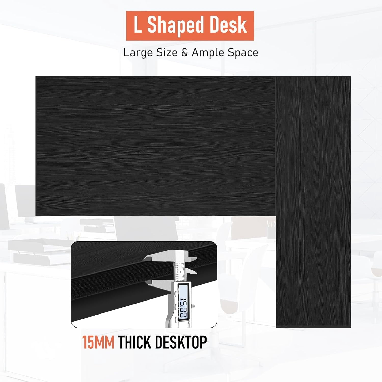 Dkelincs 39 inch L-Shaped Computer Gaming Desk Corner Desk with Reversible Storage Shelves for Home Office, Black