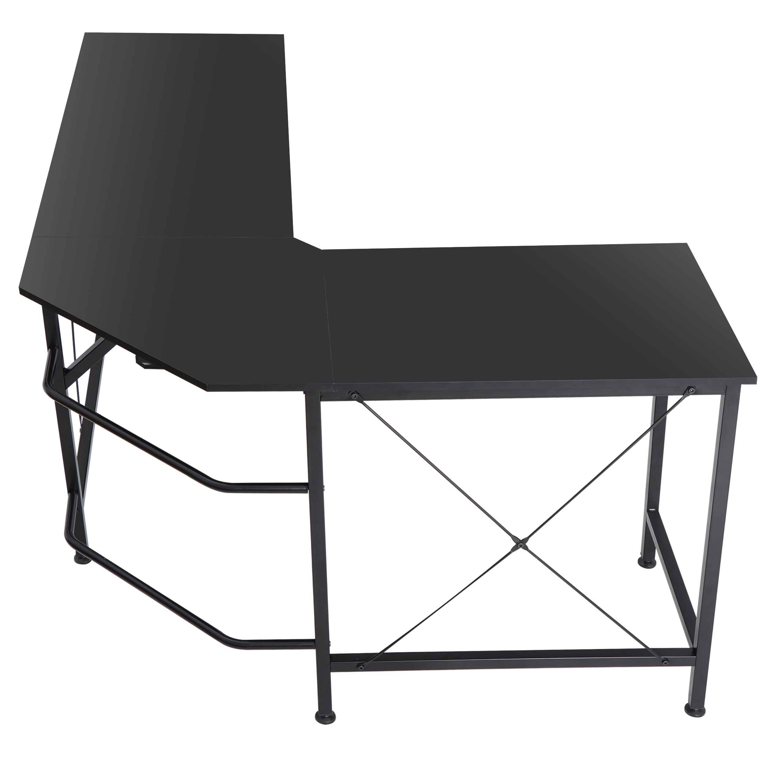 SuperDeal 66" MDF L-Shaped Computer Desk Powder Coating W/CPU Stand 30in Height for Adult