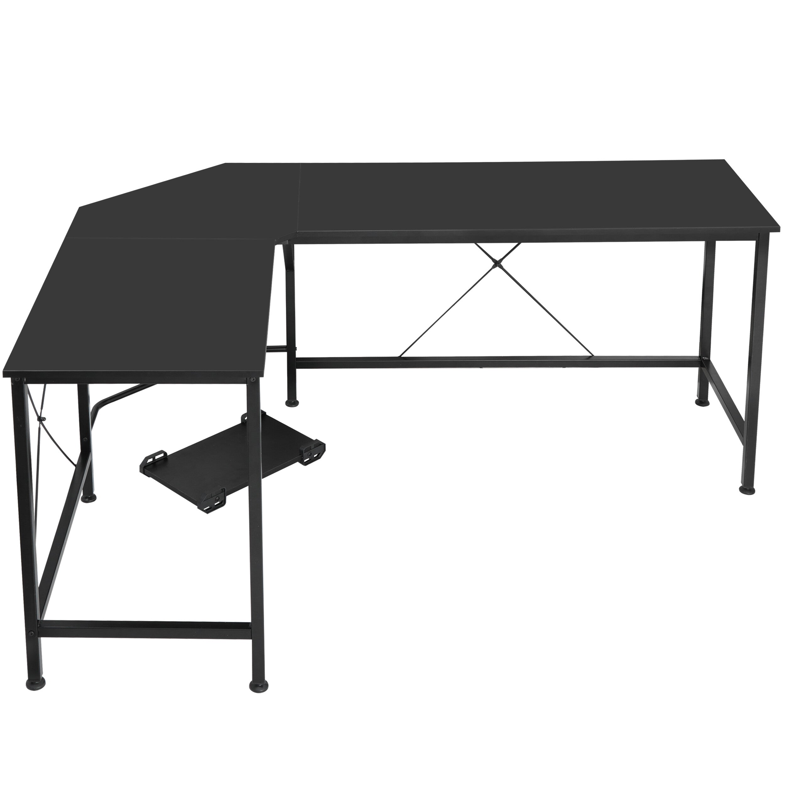 SuperDeal 66" MDF L-Shaped Computer Desk Powder Coating W/CPU Stand 30in Height for Adult