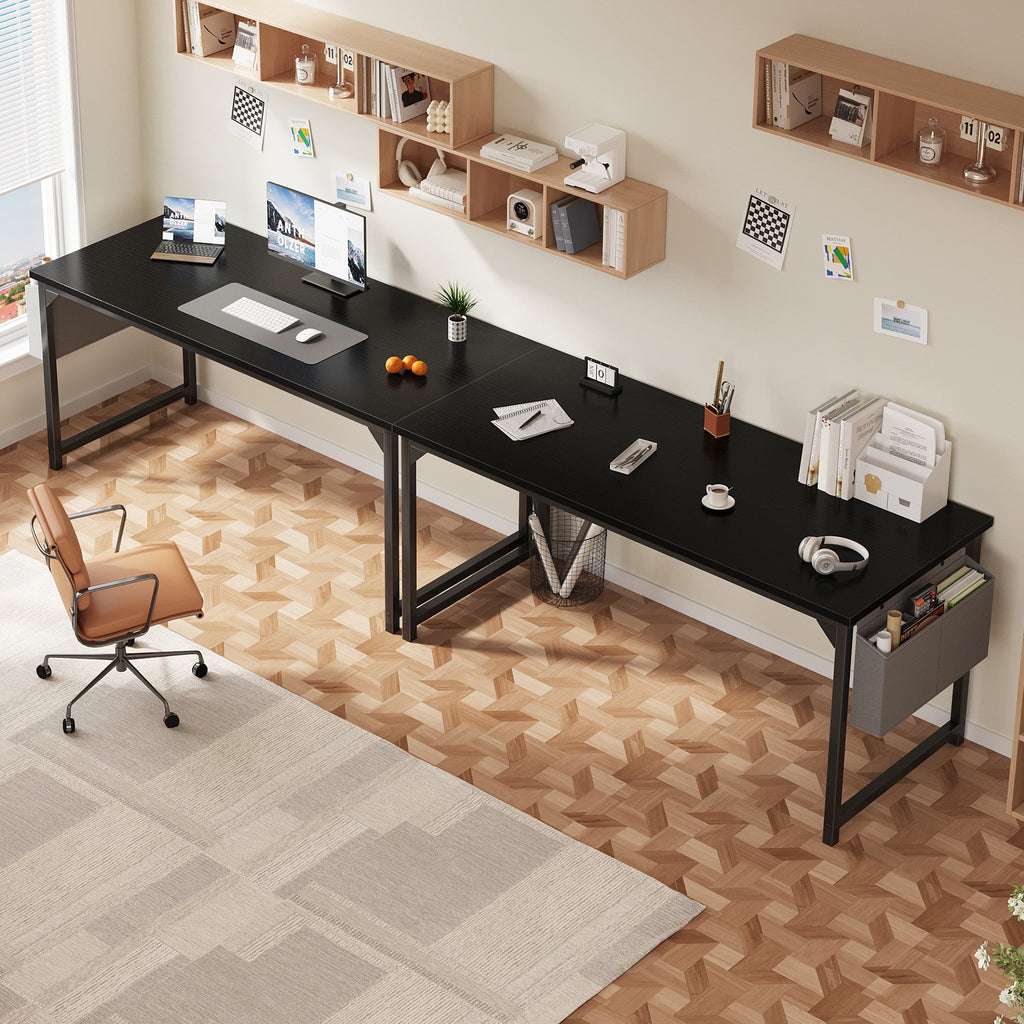 EDX 63" Computer Desk with Metal Frame, Waterproof Surface &amp; Storage Bag – Ideal for Office Use, Black