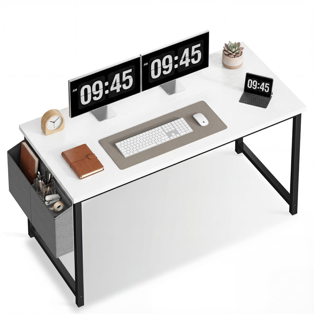 EDX 63" Computer Desk with Metal Frame, Waterproof Surface &amp; Storage Bag – Ideal for Office Use, Black