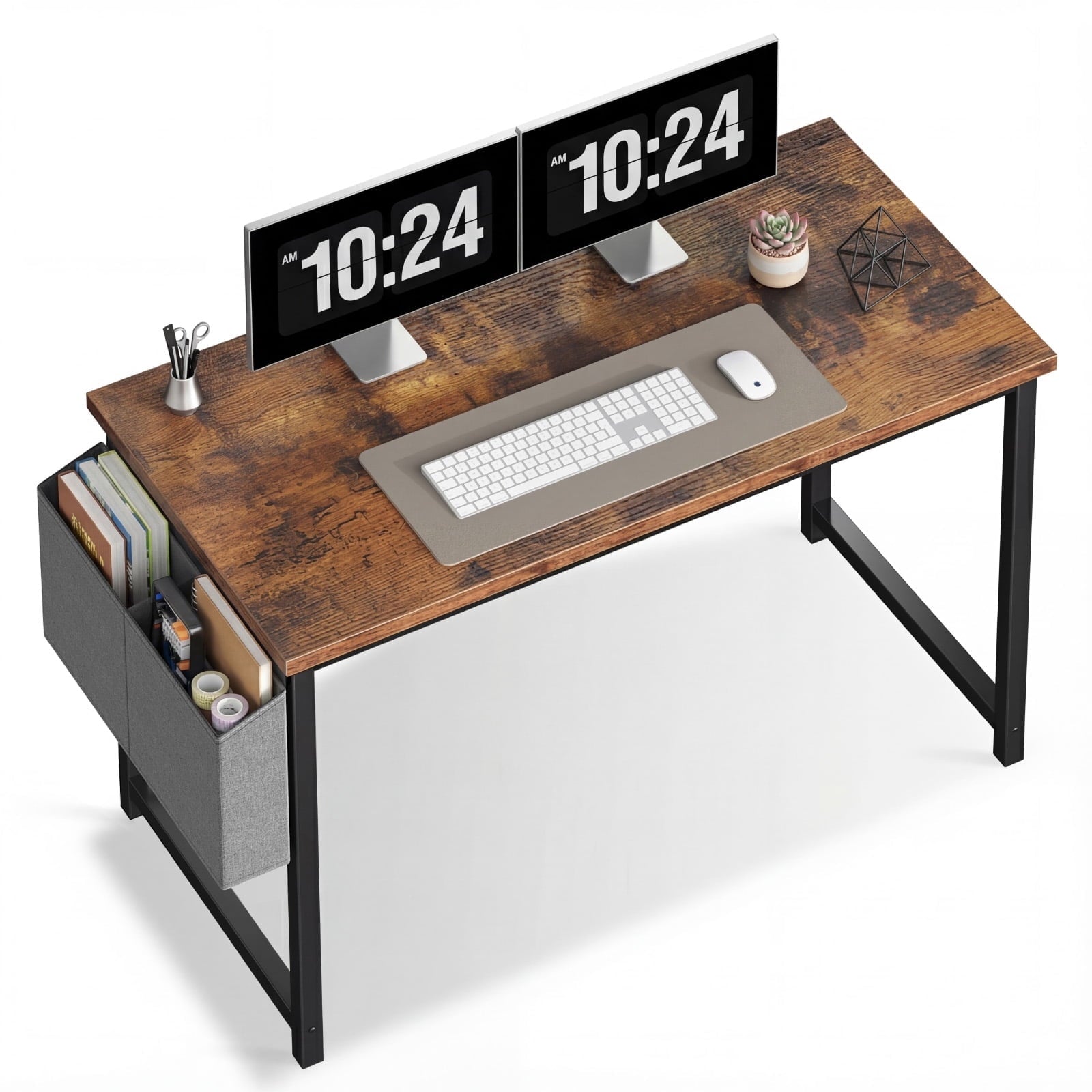 EDX 63" Computer Desk with Metal Frame, Waterproof Surface &amp; Storage Bag – Ideal for Office Use, Black