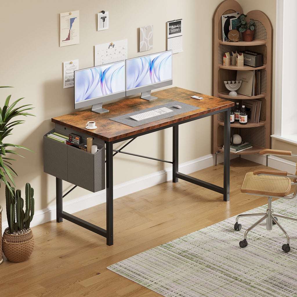 EDX 63" Computer Desk with Metal Frame, Waterproof Surface &amp; Storage Bag – Ideal for Office Use, Black