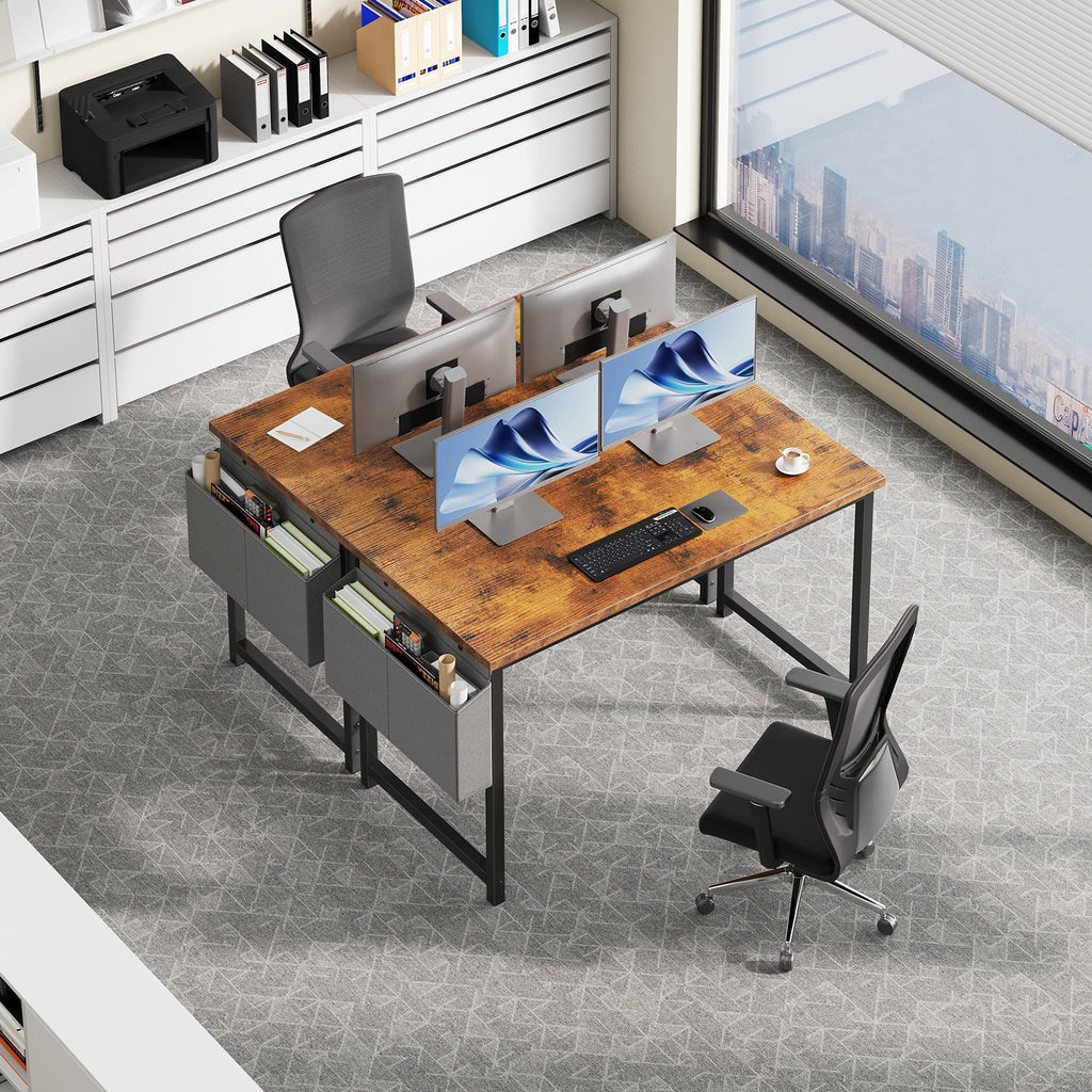 EDX 63" Computer Desk with Metal Frame, Waterproof Surface &amp; Storage Bag – Ideal for Office Use, Black