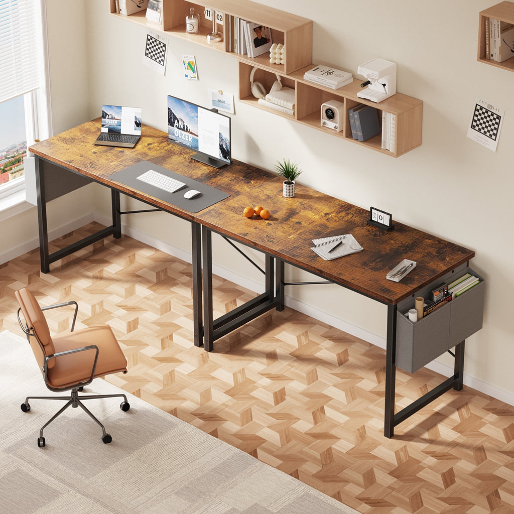 EDX 63" Computer Desk with Metal Frame, Waterproof Surface &amp; Storage Bag – Ideal for Office Use, Black
