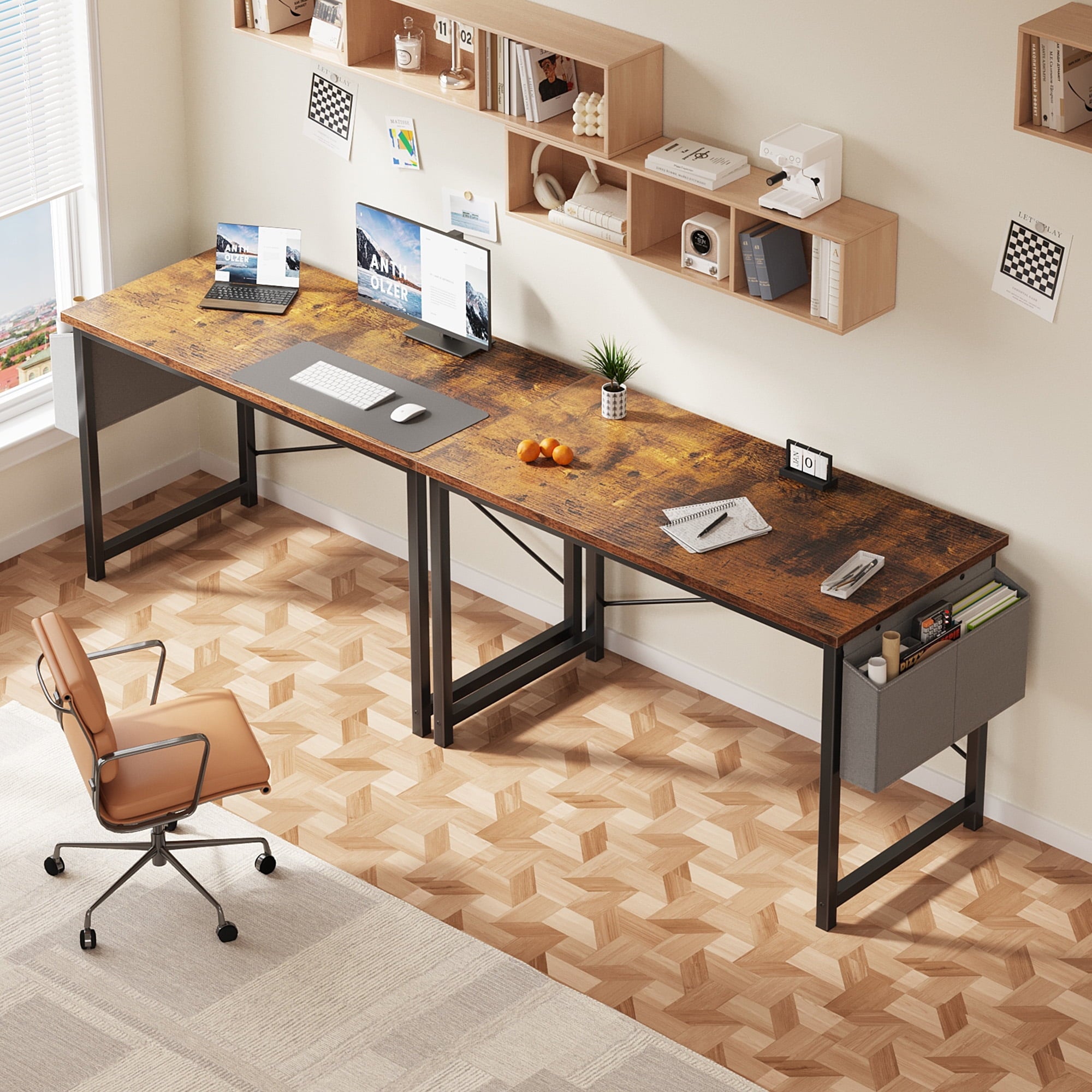 EDX 63" Computer Desk with Metal Frame, Waterproof Surface &amp; Storage Bag – Ideal for Office Use, Black