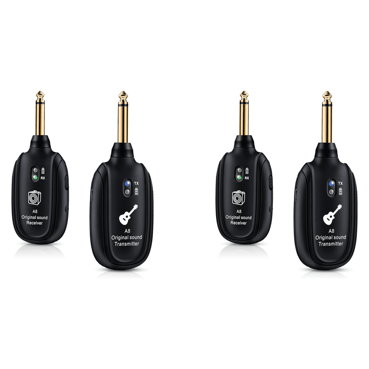 2X A8 Wireless Guitar System Rechargeable UHF Audio Wireless Transmitter Receiver for Guitar  Violin Keyboard