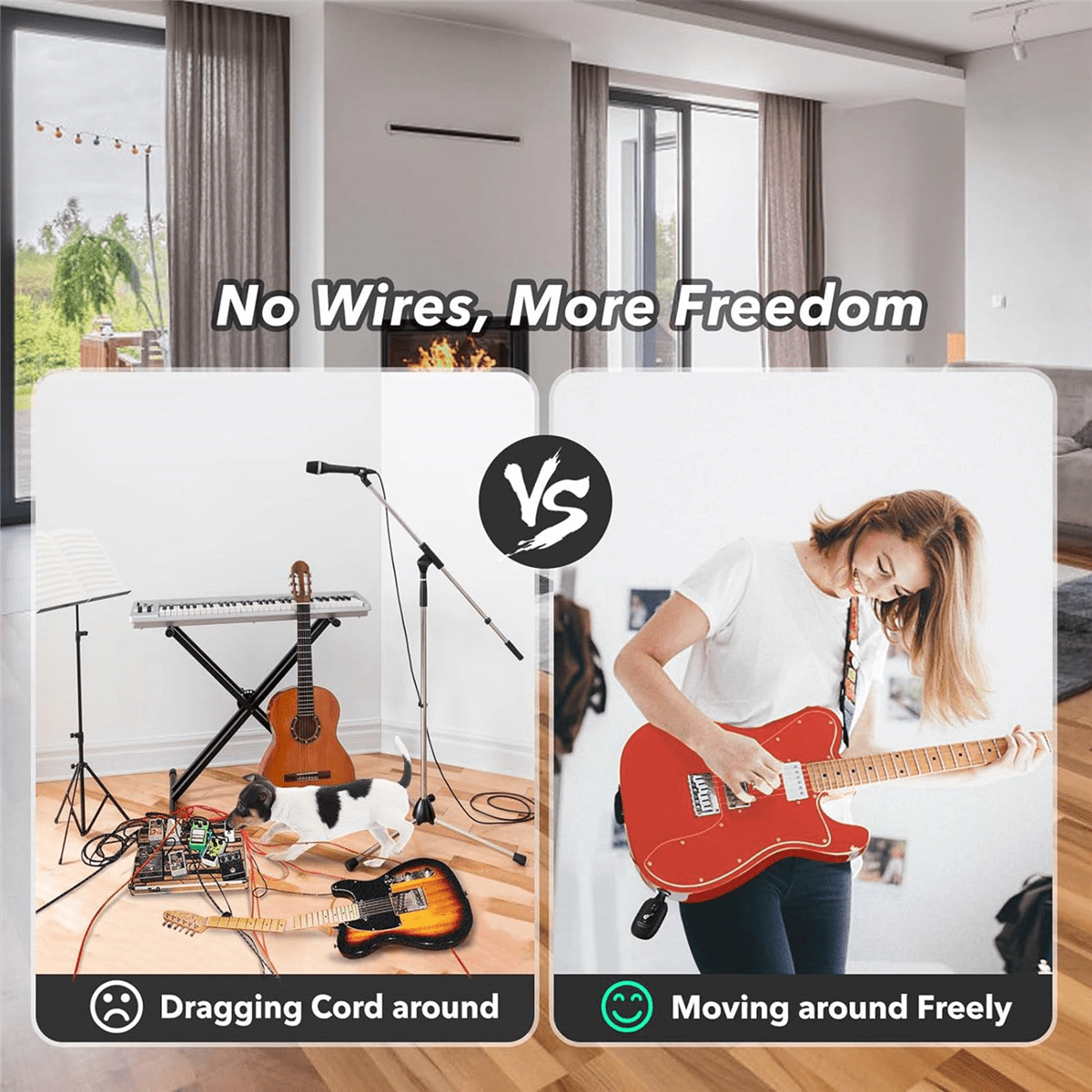 2X A8 Wireless Guitar System Rechargeable UHF Audio Wireless Transmitter Receiver for Guitar  Violin Keyboard