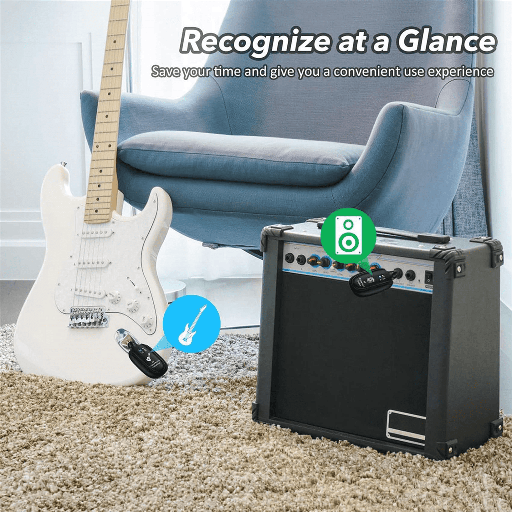 2X A8 Wireless Guitar System Rechargeable UHF Audio Wireless Transmitter Receiver for Guitar  Violin Keyboard
