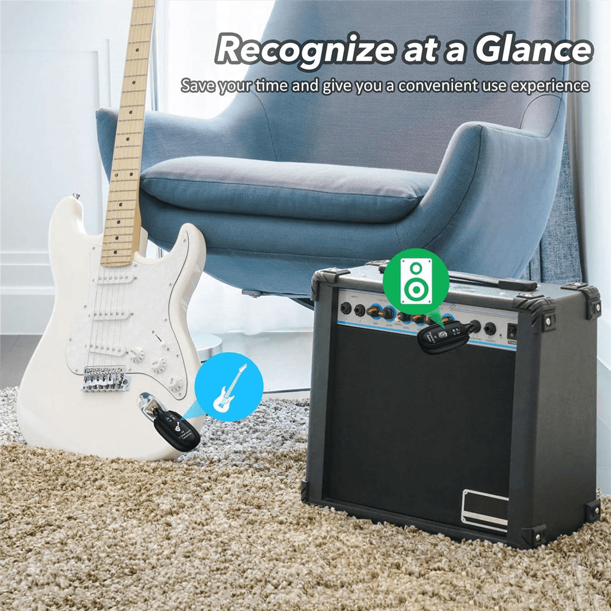 2X A8 Wireless Guitar System Rechargeable UHF Audio Wireless Transmitter Receiver for Guitar  Violin Keyboard